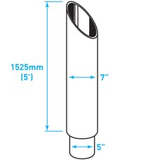 Exhaust Chrome Stack Reducing / Mitred 45º / Plain End / 7"-5" x 60"